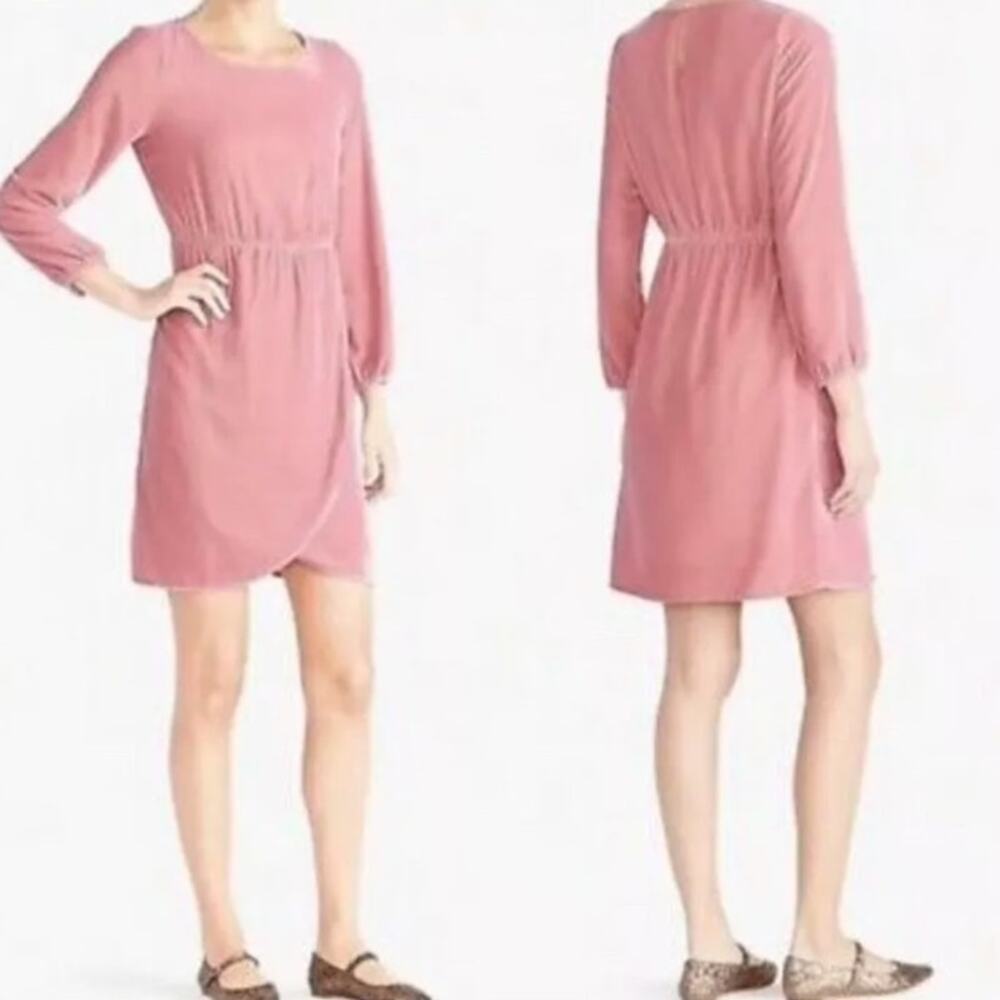 J. Crew Factory Velvet Tulip Hem Dress in Guava Berry Pink Size 0